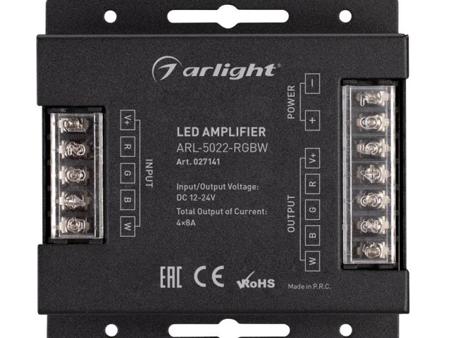 Усилитель ARL-5022-RGBW (12-24V, 4x8A, 384-768W) (Arlight, IP20 Металл, 3 года) фото:4