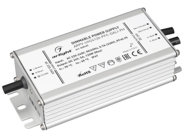 Блок питания ARPV-UH24120-PFC-DALI-PH (24V, 5.0A, 120W) (Arlight, IP67 Металл, 7 лет) фото:6