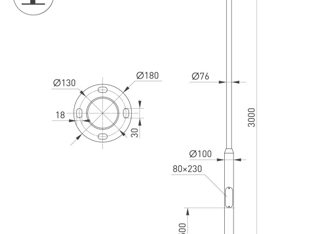 Опора фланцевая OXOR-OK2-D100-L3000 (BK) (Arlight, Алюминий) фото:2