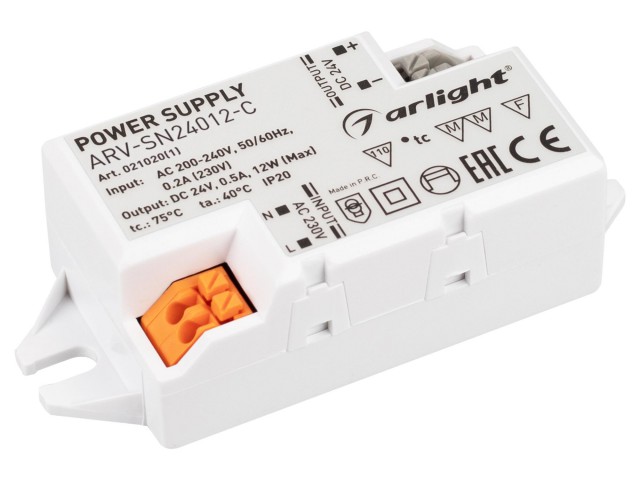 Блок питания ARV-SN24012-C (24V, 0.5A, 12W) (Arlight, IP20 Пластик, 3 года) фото:5