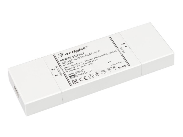 Блок питания ARV-SP-24036-FLAT-PFC (24V, 1.5A, 36W) (Arlight, IP20 Пластик, 5 лет) фото:2