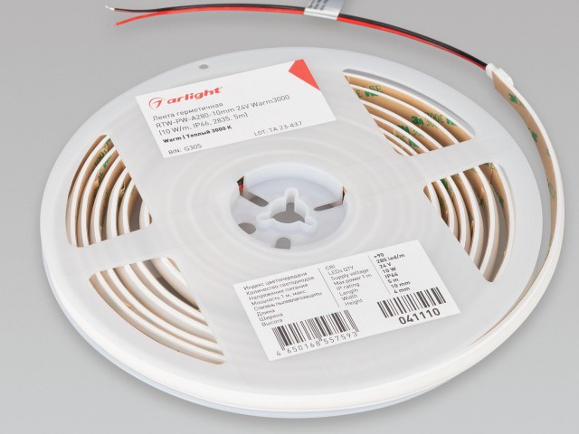Лента герметичная RTW-PW-A280-10mm 24V Warm3000 (10 W/m, IP66, 2835, 5m) (Arlight, Матовая) фото:7