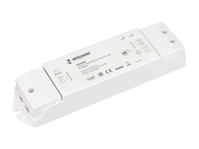 INTELLIGENT ARLIGHT Диммер SMART-PWM-102-72-CDW-PD-SUF (12-36V, 2x5A, TUYA Wi-Fi, 2.4G) (IARL, IP20 Пластик, 5 лет) фото:2