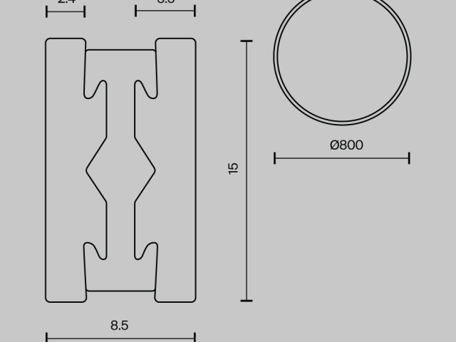 Шинопровод накладной/подвесной Technical TRX154-R-D800-BS фото:1
