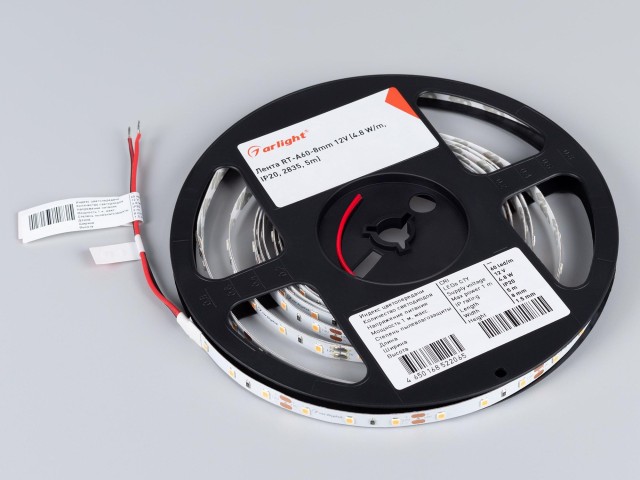 Лента RT-A60-8mm 12V Pink (4.8 W/m, IP20, 2835, 5m) (Arlight, 4.8 Вт/м, IP20) фото:1