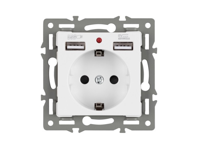 Механизм розетки с USB зарядкой SCT-MUAA-PL-WH (250V, 16A) (Arlight, -) фото:1