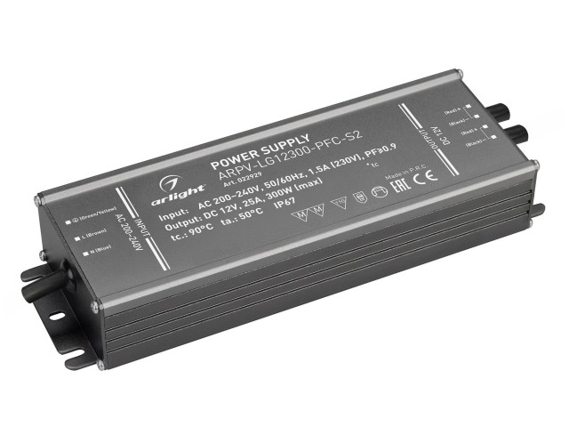 Блок питания ARPV-LG12300-PFC-S2 (12V, 25.0A, 300W) (Arlight, IP67 Металл, 5 лет) фото:3