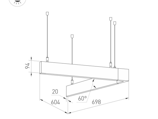 Светильник ALT-LINEAIR-ANGLE-60-FLAT-UPDOWN-DIM-700x605-55W Day4000 (BK, 100 deg, 230V) (Arlight, IP20 Металл, 3 года) фото:5