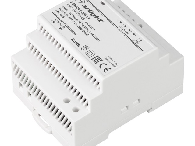 Блок питания ARV-DR100-48 (48V, 2.1A, 100W) (Arlight, IP20 DIN-рейка) фото:4