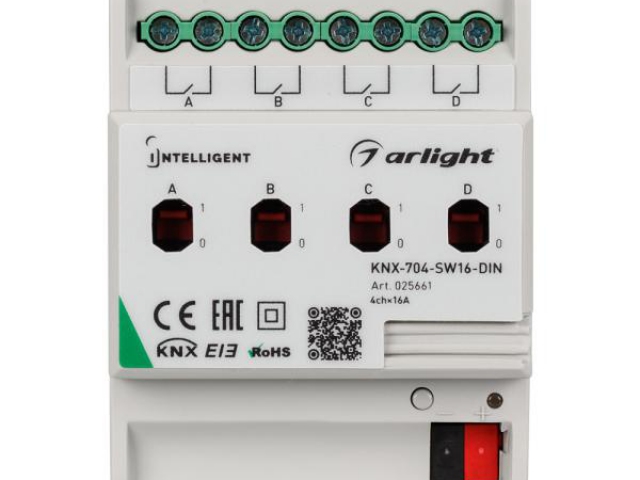INTELLIGENT ARLIGHT Релейный модуль KNX-704-SW16-DIN (BUS, 4x16A) (Arlight, IP20 Пластик, 2 года) фото:4