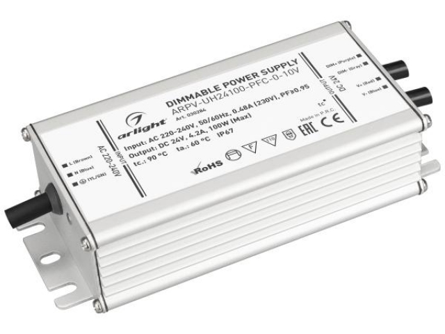 Блок питания ARPV-UH24100-PFC-0-10V (24V, 4.2A, 100W) (Arlight, IP67 Металл, 7 лет) фото:4