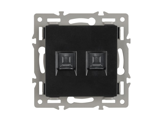 Механизм компьютерной розетки двойной SCT-MPC2-PL-BK (RJ-45, CAT6) (Arlight, -) фото:1
