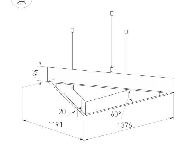 Светильник ALT-LINEAIR-TRIANGLE-FLAT-UPDOWN-DIM-1375-130W Warm3000 (BK, 100 deg, 230V) (Arlight, IP20 Металл, 3 года) фото:5