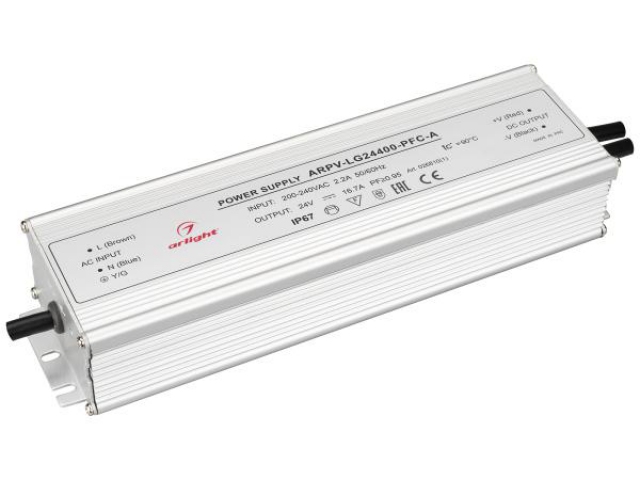 Блок питания ARPV-LG24400-PFC-A (24V, 16.7A, 400W) (Arlight, IP67 Металл, 5 лет) фото:1