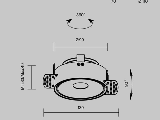 Встраиваемый светильник Technical DL060-9W3-4-6K-TRS-B фото:3