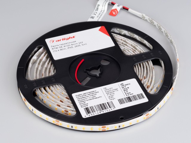 Лента герметичная RTW-SE-A120-8mm 24V Cool 10K (14.4 W/m, IP65, 2835, 5m) (Arlight, 14.4 Вт/м, IP65) фото:2