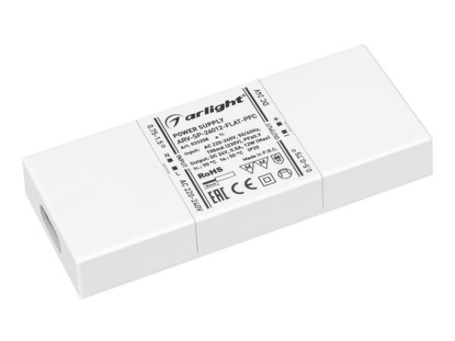 Блок питания ARV-SP-24012-FLAT-PFC (24V, 0.5A, 12W) (Arlight, IP20 Пластик, 5 лет) фото:2