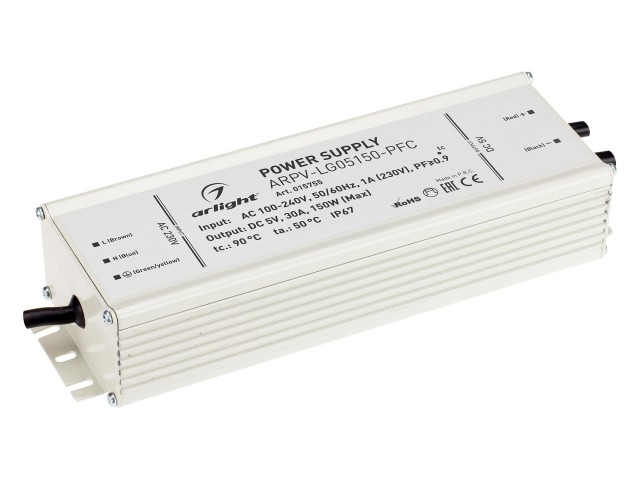 Блок питания ARPV-LG05150-PFC (5V, 30.0A, 150W) (Arlight, IP67 Металл, 5 лет) фото:2