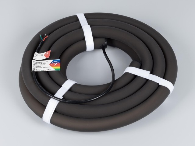Лента герметичная SPI MOONLIGHT-BLACK-SIDE-G180-D25mm 12V RGB-PX2 (21.6 W/m, IP65, 5m, wire x1) (Arlight, Вывод боковой, 3 года) фото:3
