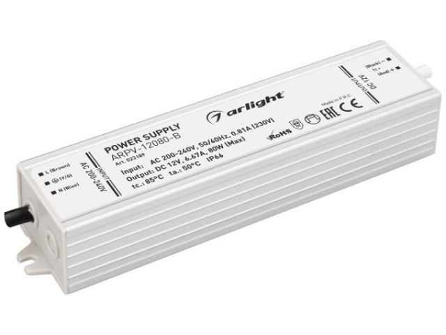 Блок питания ARPV-12080-B (12V, 6.7A, 80W) (Arlight, IP67 Металл, 3 года) фото:4