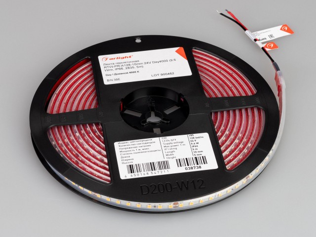 Лента герметичная RTW-PR-A128-10mm 24V Day4000 (9.6 W/m, IP66, 2835, 5m) (Arlight, высок.эфф.150 лм/Вт) фото:5