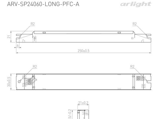 Блок питания ARV-SP24060-LONG-PFC-A (24V, 2.5A, 60W) (Arlight, IP20 Металл, 5 лет) фото:1