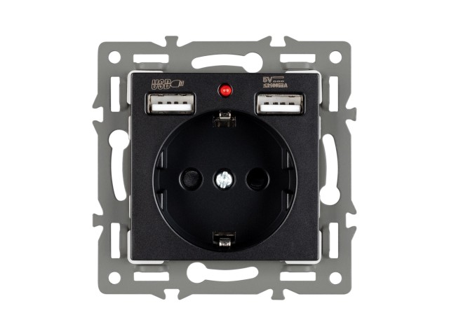 Механизм розетки с USB зарядкой SCT-MUAA-PL-BK (250V, 16A) (Arlight, -) фото:4