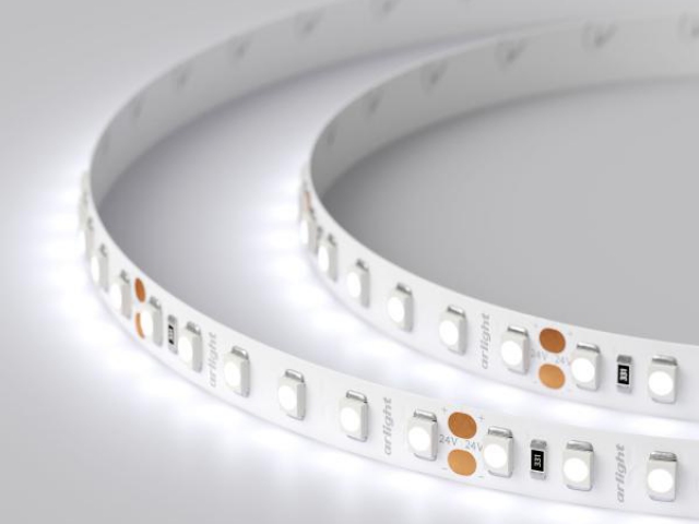 Лента RT 2-5000 24V Cool 8K 2x (3528, 600 LED, LUX) (Arlight, 9.6 Вт/м, IP20) фото:1