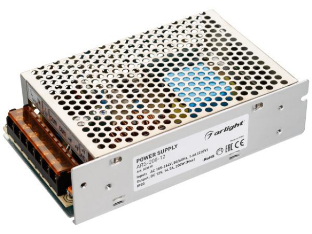 Блок питания ARS-200-12 (12V, 16.7A, 200W) (Arlight, IP20 Сетка, 2 года) фото:3