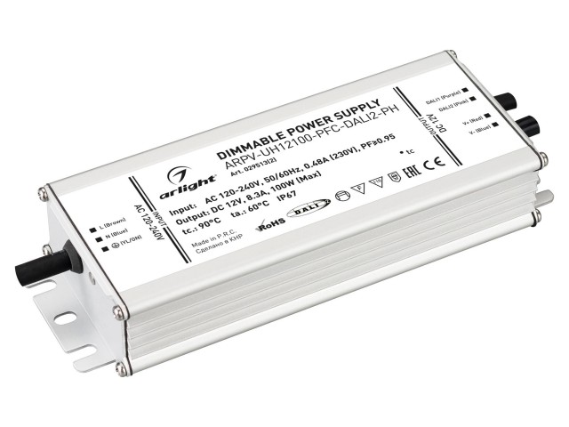 Блок питания ARPV-UH12100-PFC-DALI2-PH (12V, 8.3A, 100W) (Arlight, IP67 Металл, 7 лет) фото:2