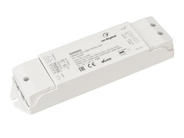 Диммер SMART-D21-DIM-PUSH-SUF (12-48, 1x15A, 2.4G) (Arlight, IP20 Пластик, 5 лет) фото:2