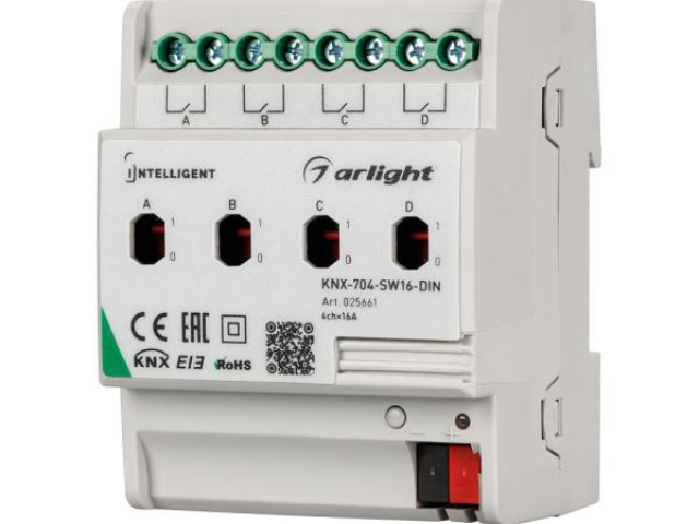 INTELLIGENT ARLIGHT Релейный модуль KNX-704-SW16-DIN (BUS, 4x16A) (Arlight, IP20 Пластик, 2 года) фото:5