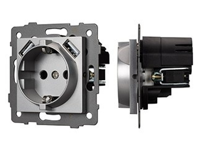 Механизм розетки с USB зарядкой SCT-MUAA-PL-GR-V (250V, 16A) (Arlight, -) фото:2