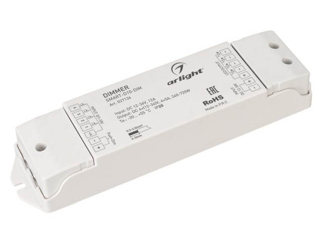 Диммер SMART-D10-DIM (12-36V, 4x5A, 0/1-10V) (Arlight, IP20 Пластик, 5 лет) фото:6