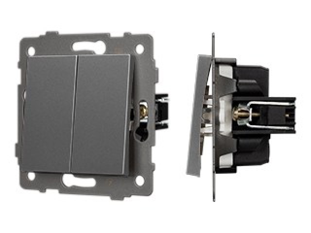 Механизм выключателя двухклавишный проходной SWT-MKP2-PL-GR-V (250V, 10A) (Arlight, -) фото:3