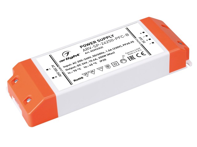 Блок питания ARV-SP-24250-PFC-B (24V, 10.4A, 250W) (Arlight, IP20 Пластик, 5 лет) фото:2