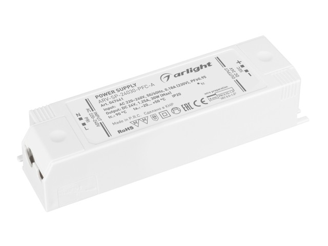 Блок питания ARV-SP-24030-PFC-A (24V, 1.25A, 30W) (Arlight, IP20 Пластик, 5 лет) фото:2