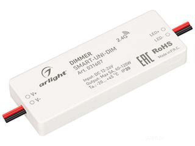 Диммер SMART-UNI-DIM (12-24V, 1x5A, 2.4G) (Arlight, IP20 Пластик, 5 лет) фото:1