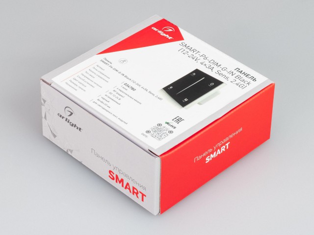 Панель SMART-P6-DIM-G-IN Black (12-24V, 4x3A, Sens, 2.4G) (Arlight, IP20 Пластик, 5 лет) фото:2