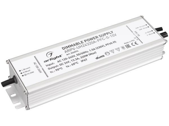 Блок питания ARPV-UH24320A-PFC-0-10V (24V, 13.3A, 320W) (Arlight, IP67 Металл, 7 лет) фото:6