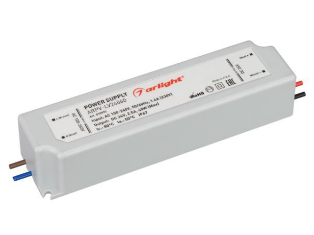 Блок питания ARPV-LV24060 (24V, 2.5A, 60W) (Arlight, IP67 Пластик, 2 года) фото:3