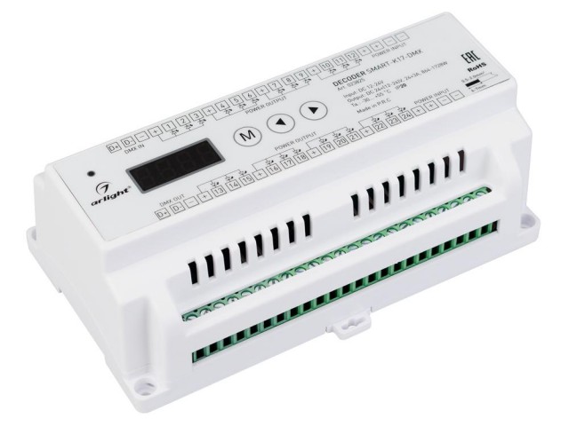 Декодер SMART-K17-DMX (12-24V, 24x3A) (Arlight, IP20 Пластик, 5 лет) фото:8
