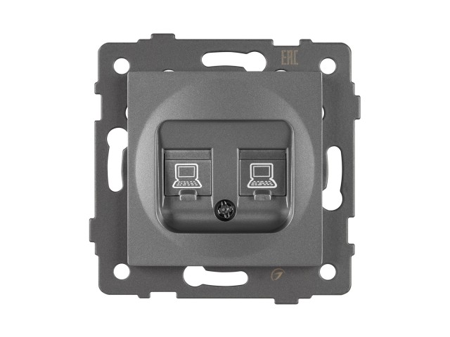 Механизм компьютерной розетки двойной SCT-MPC2-PL-GR-V (RJ-45, CAT6) (Arlight, -) фото:2