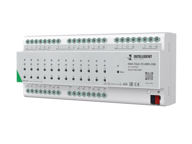 INTELLIGENT ARLIGHT Релейный модуль KNX-7242-72-DRO-DIN Grey (BUS, 24x10A) (IARL, IP20 Пластик, 2 года) фото:1