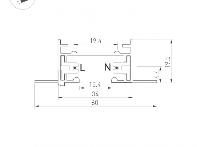 Трек LGD-2TR-TRACK-F-2000-BK-M (C) (Arlight, IP20 Металл, 3 года) фото:5