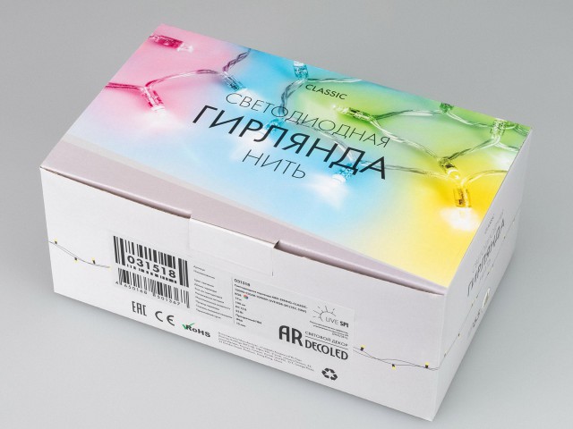 Светодиодная гирлянда ARD-STRING-CLASSIC-15000-CLEAR-100LED-LIVE RGB-SPI (12V, 53W) (Ardecoled, IP65) фото:3