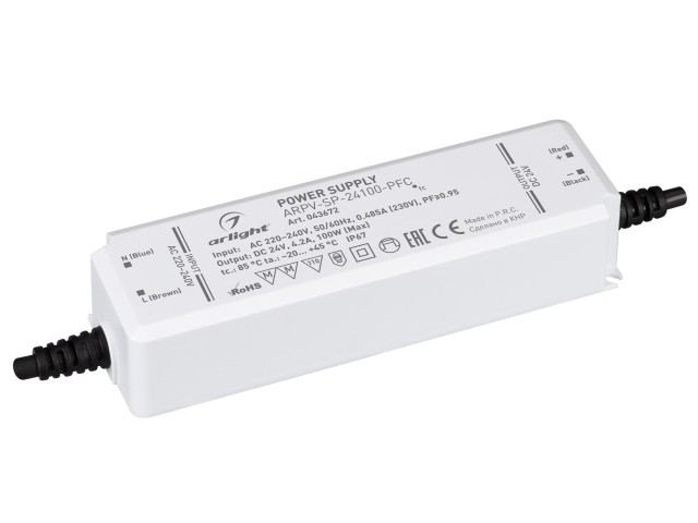 Блок питания ARPV-SP-24100-PFC (24V, 4.2A, 100W) (Arlight, IP67 Пластик, 5 лет) фото:1