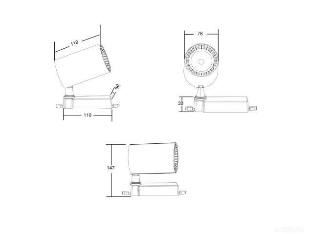 Трековый светильник Technical TR029-3-10W3K-B фото:5