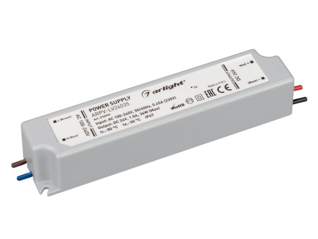 Блок питания ARPV-LV24035 (24V, 1.5A, 36W) (Arlight, IP67 Пластик, 2 года) фото:1