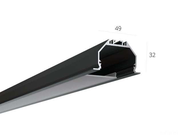 Алюминиевый LED профиль LINE 4932 IN ral9005 LT70 (с экраном) — 2000мм фото:2